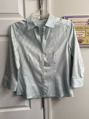 Ann Taylor Light Blue Button-Front Blouse